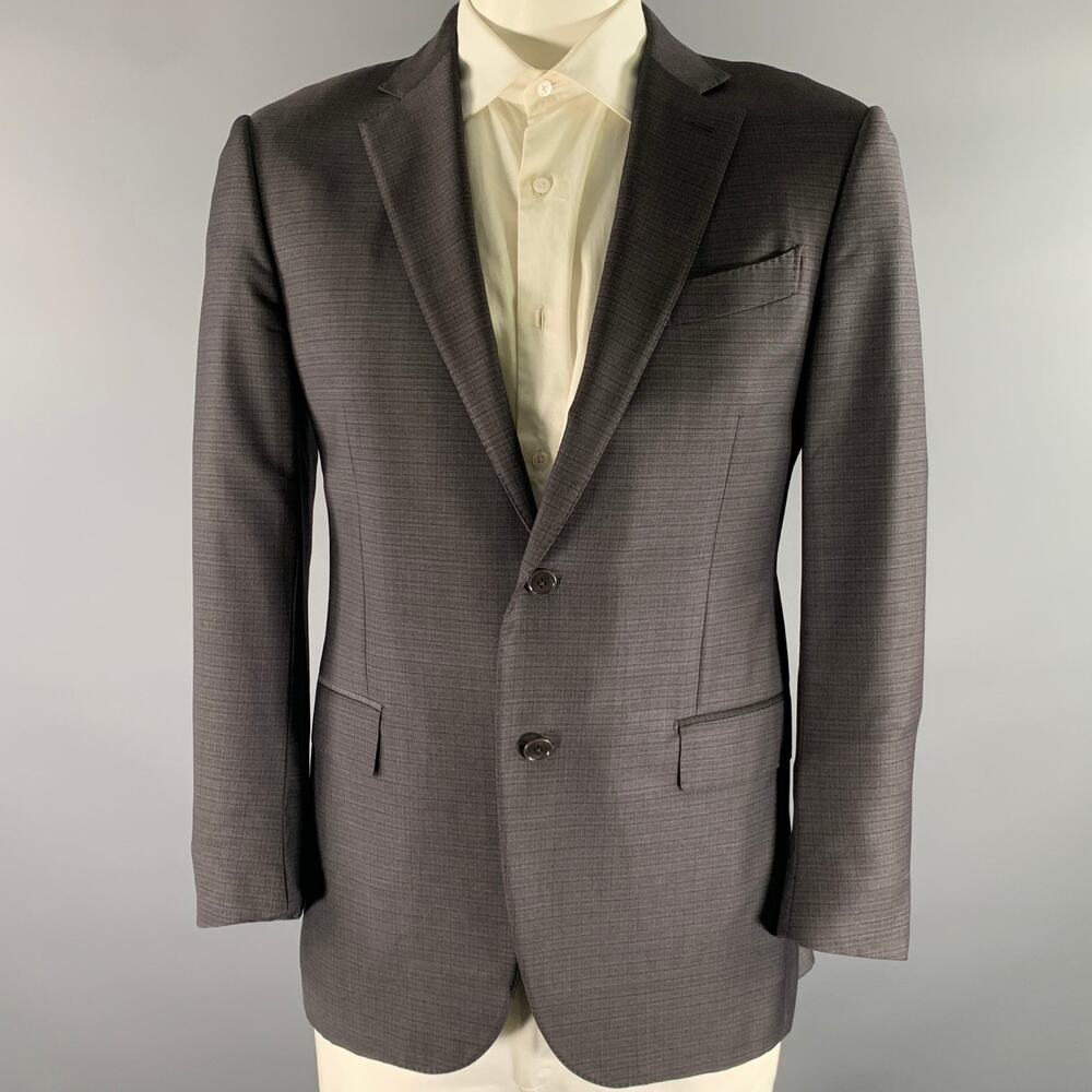 ERMENEGILDO ZEGNA Size 42 Grey Plaid Wool Notch Lapel Sport Coat